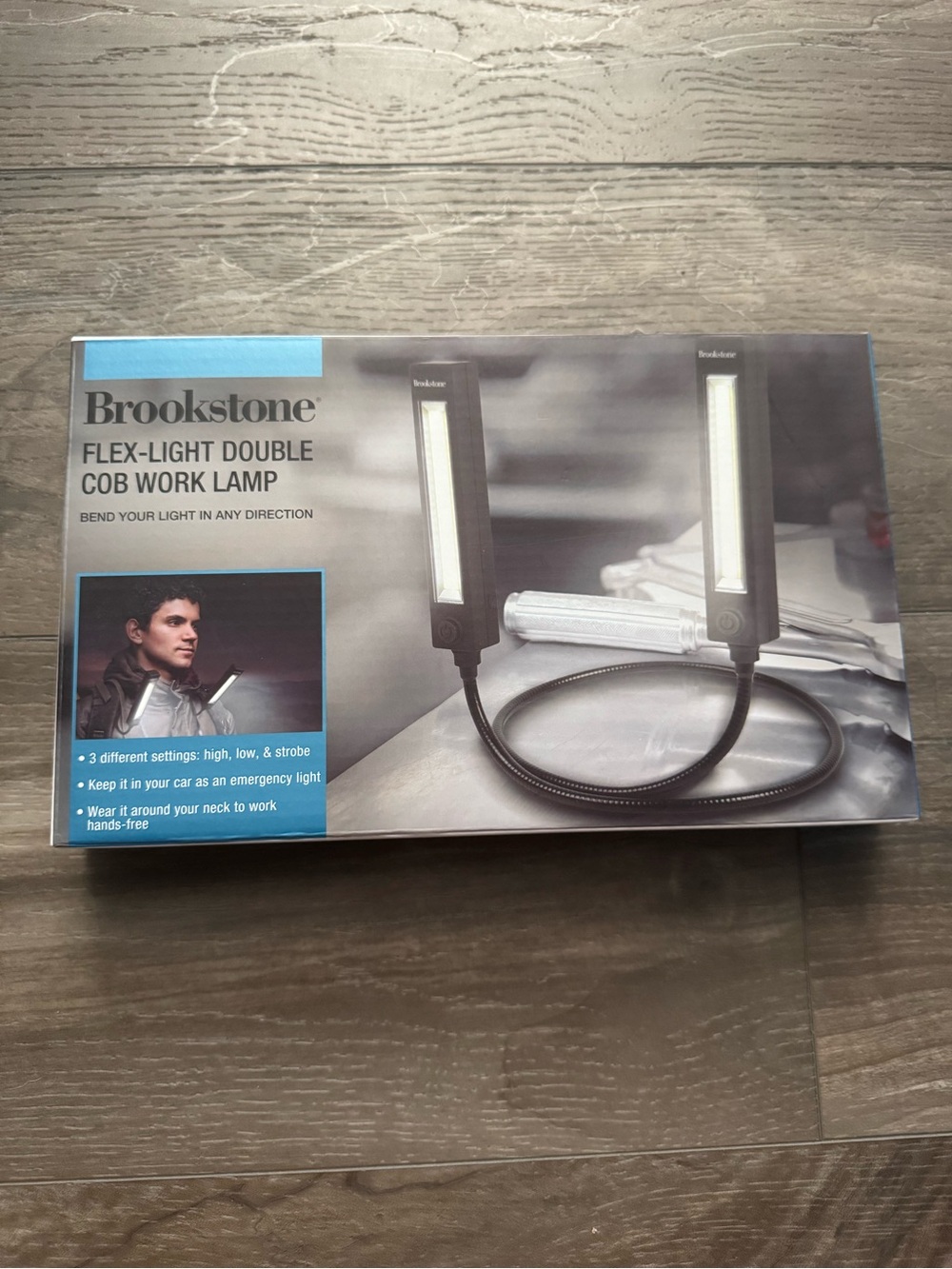 Brookstone Flex-Light Double COB Work Lamp in Black NEW